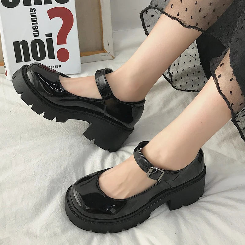 2024 Summer Platform Leather Shoes Women Flats Casual Oxford Loafers Thick Bottom Ladies Wedge Lolita Shoes Mary Jane Ladies