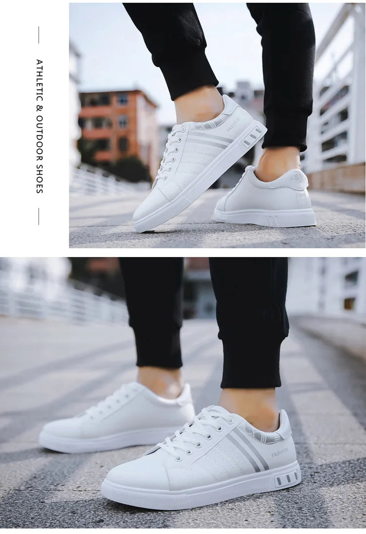 White Vulcanized Sneakers Men Casual Shoes Flat Comfortable Shoes Summer Autumn Leisure Leather Sapatenis Masculino Chaussures