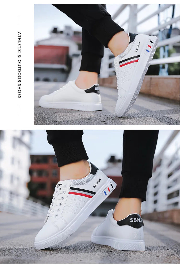 White Vulcanized Sneakers Men Casual Shoes Flat Comfortable Shoes Summer Autumn Leisure Leather Sapatenis Masculino Chaussures