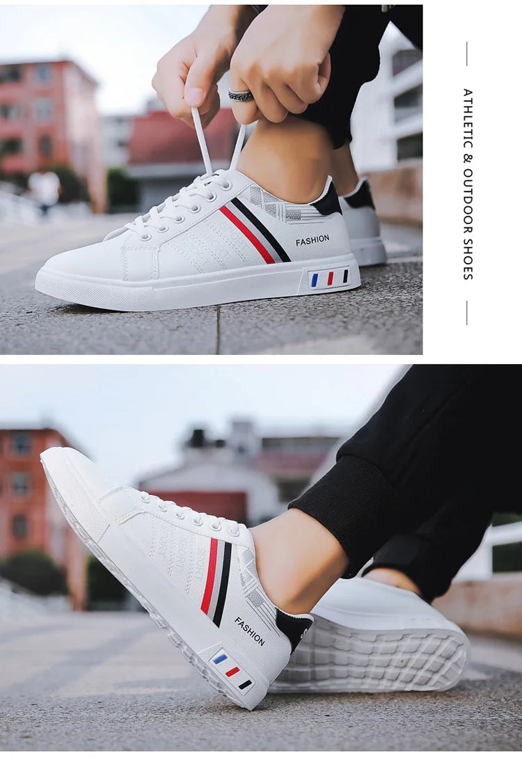 White Vulcanized Sneakers Men Casual Shoes Flat Comfortable Shoes Summer Autumn Leisure Leather Sapatenis Masculino Chaussures