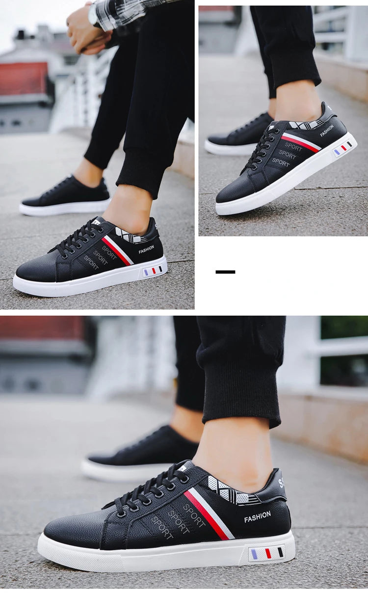 White Vulcanized Sneakers Men Casual Shoes Flat Comfortable Shoes Summer Autumn Leisure Leather Sapatenis Masculino Chaussures