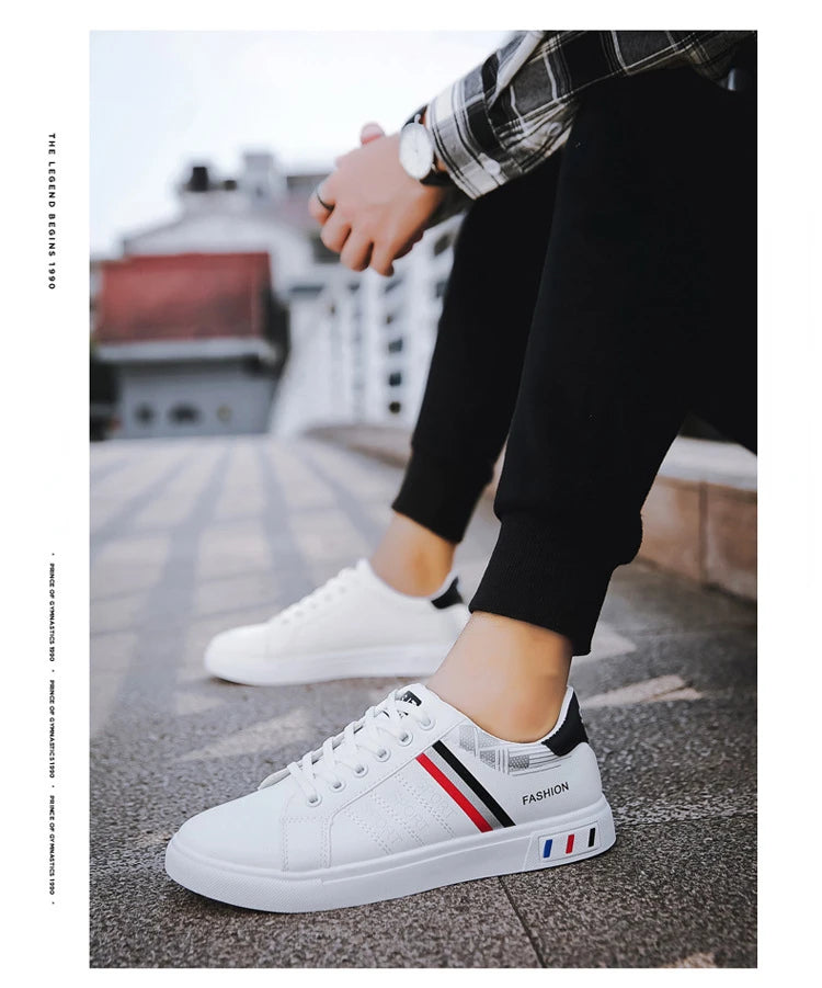 White Vulcanized Sneakers Men Casual Shoes Flat Comfortable Shoes Summer Autumn Leisure Leather Sapatenis Masculino Chaussures