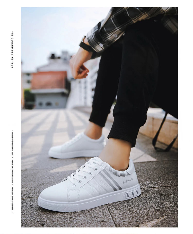 White Vulcanized Sneakers Men Casual Shoes Flat Comfortable Shoes Summer Autumn Leisure Leather Sapatenis Masculino Chaussures