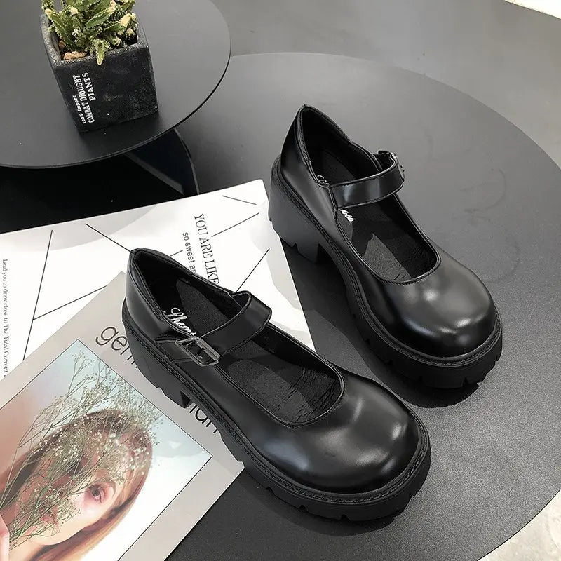 2024 Summer Platform Leather Shoes Women Flats Casual Oxford Loafers Thick Bottom Ladies Wedge Lolita Shoes Mary Jane Ladies