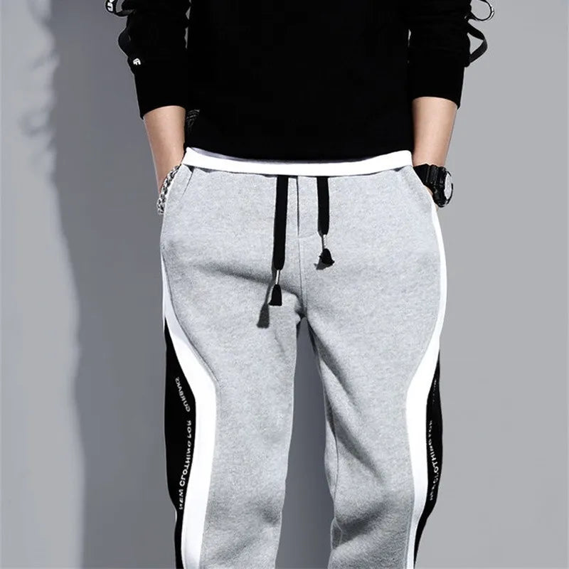 Autumn Winter Men's Thicken Fleece Pants Loose Pants Jogger Pocket Casual Sports Pants Fashion Male Trousers Streetwear Clothes